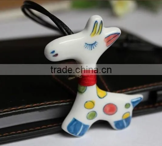 Ceramic Pendant Vintage Necklace Yiwu Sweater Pendants,Porcelain Giraffe Gift Hang Decoration Accessory