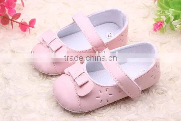PU Leather Princess Bow Girls Kids Newborn Baby Flat First Walkers Shoes