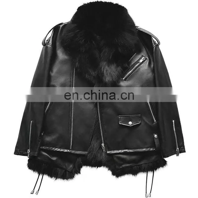 Sheepskin Plain Black Winter Leather Jacket Sheep Leather German Leather Jacket