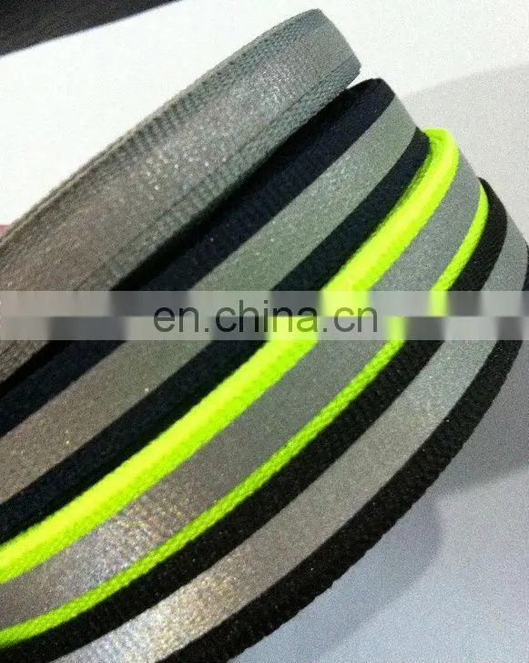 Hi vis Fabric Tape Fluorescent 8cm Black Nylon Ribbon For Safety Clothes