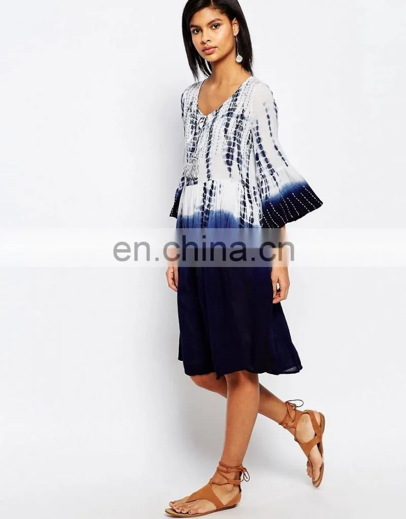 2016 OEM cotton prints women dresses latest summer women causal dress