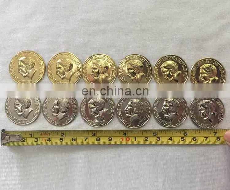 Factory wholesale 3cm tribal silver and golden 3D fake belly dance coins accessory P-9064