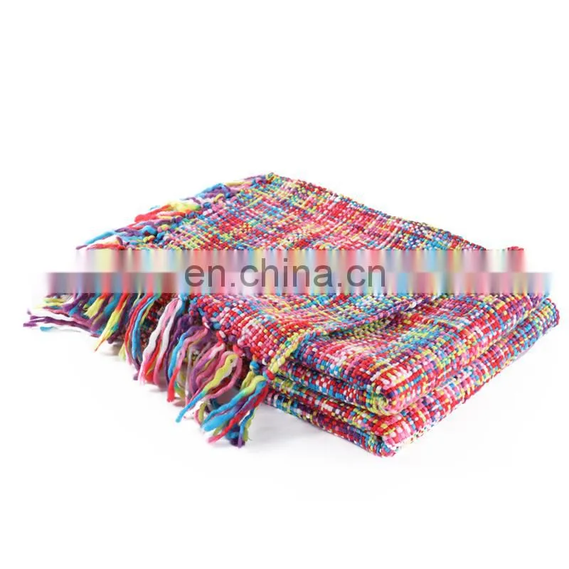 High Quality Tropical Style Multi-Color Rainbow Throw Blanket 63" X 49"