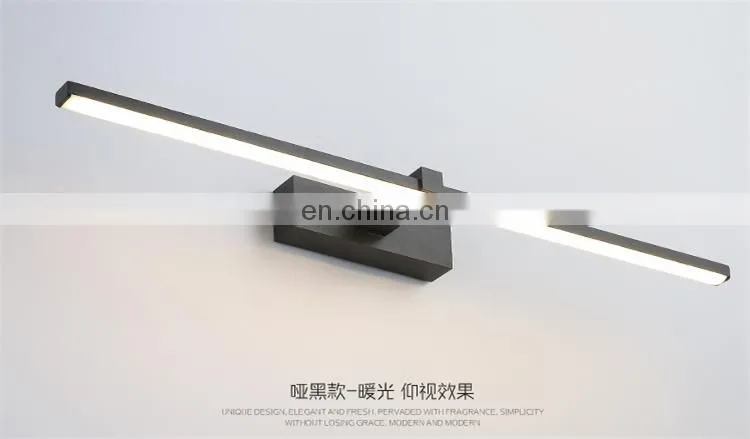 Modern long black white LED mirror cabinet light for bathroom hotel