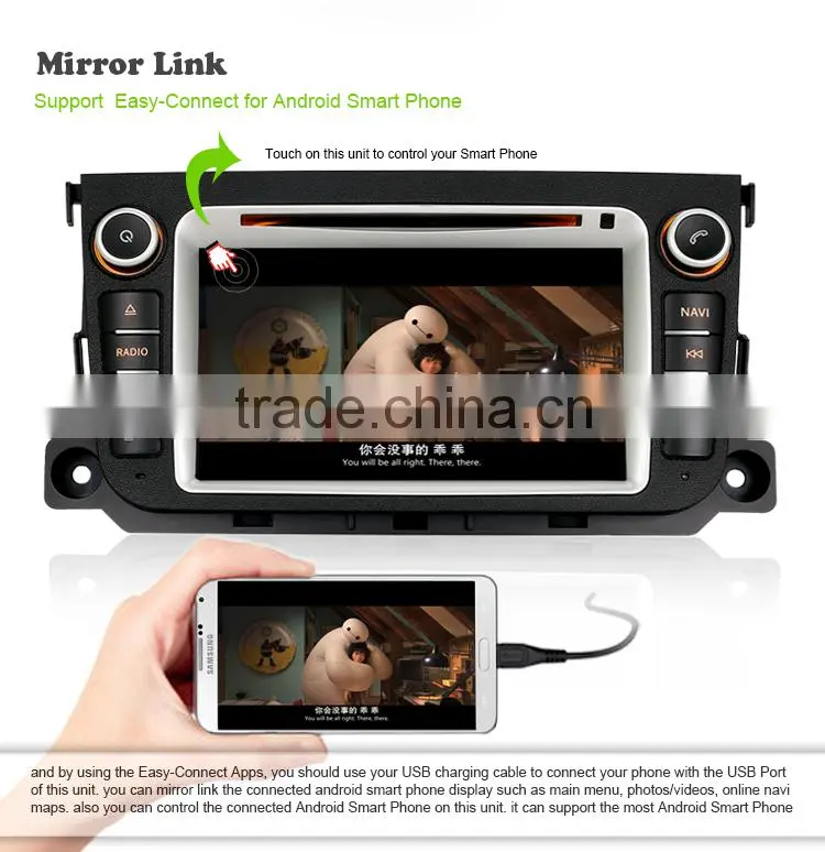 Erisin ES2506B Android 4.4.4 2 Din 7 inch Touch Screen Car DVD Player for Mercedes Smart