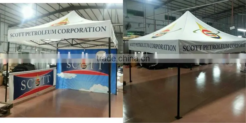 Custom Print Alumnium Folding Trade Show Tent 3x3m ( 10ft X 10 ft), printed canopy & valance, back wall&1 half side wall