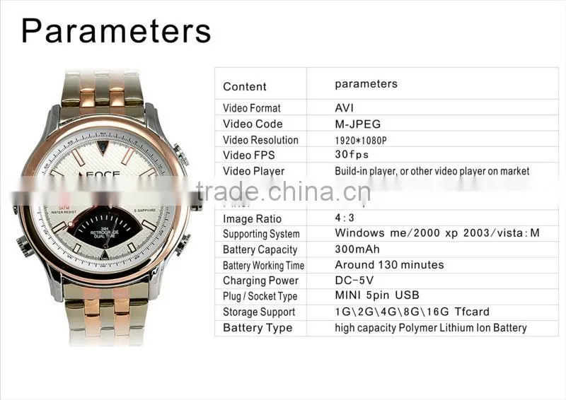 Hot selling built-in 4GB waterproof watch Camera 1920*1080P MINI DV DVR 908-D