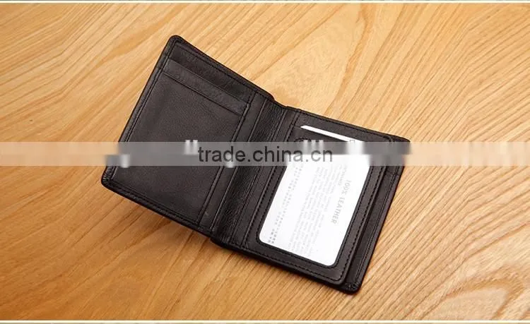 high quality vintage style genuine leather men's bifold wallet small wallet for gifts