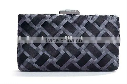 evening bags factory sell metal clasp&knit fabric clutch evening bag