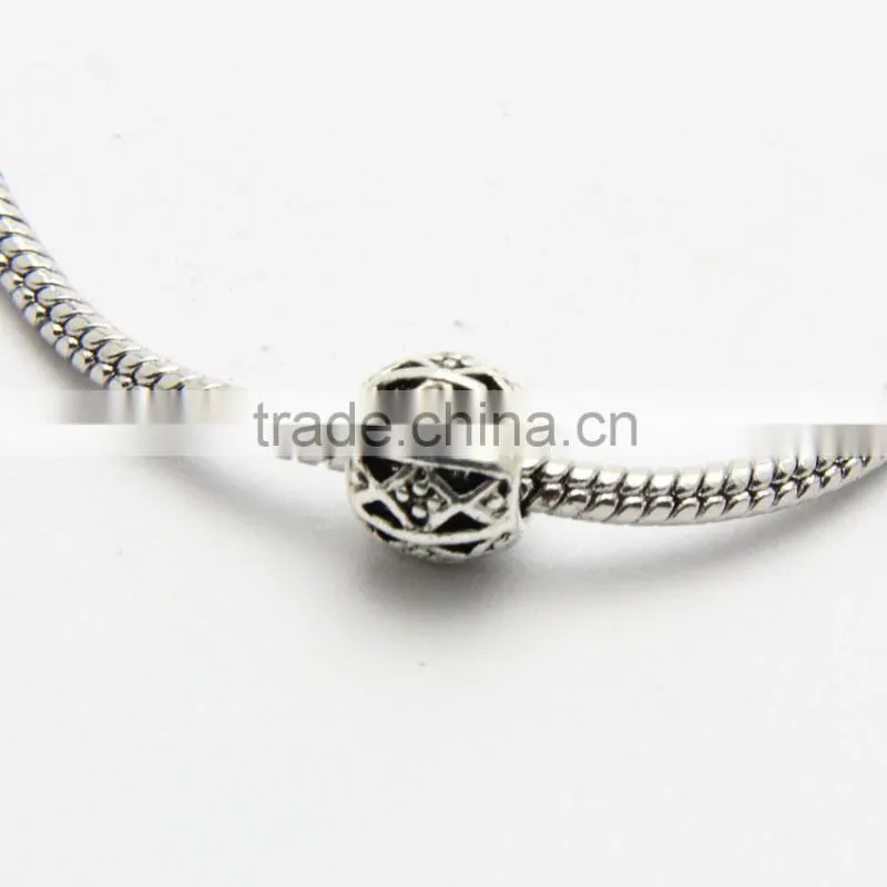 Factory Offer Big Hole Zinc Alloy Beads, DIY Anti-silver Big Hole Metal Beads for Bracelets and Necklace