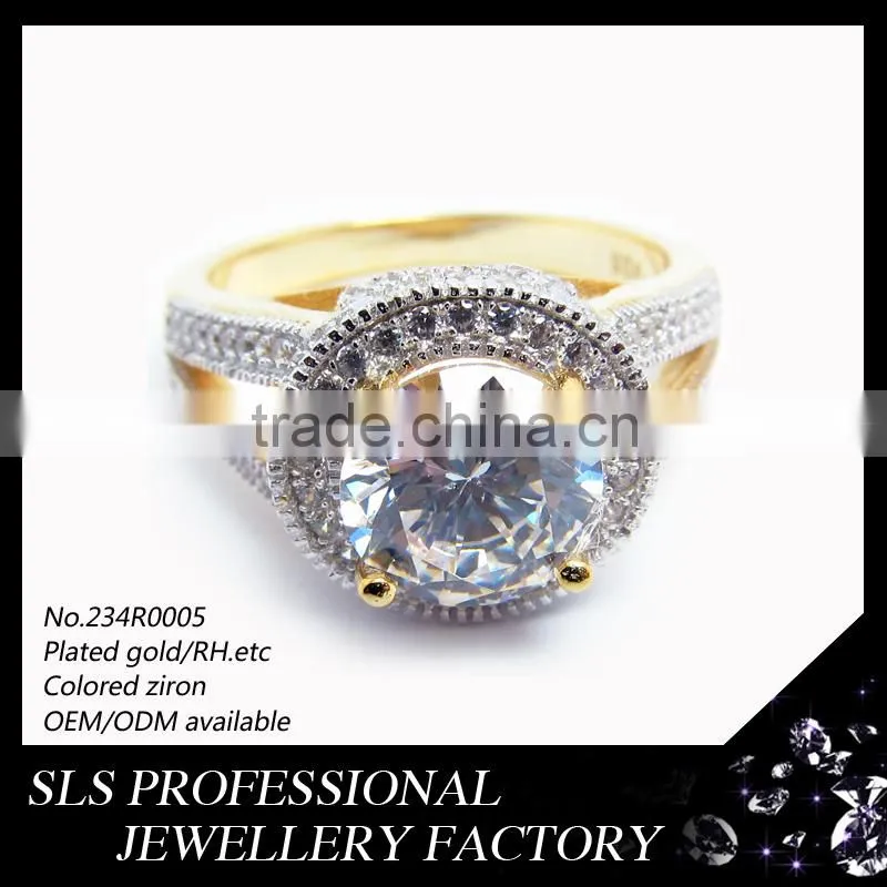 925 sterling silver jewelry factory wholesale zircon ring costome jewelry gold plated jewelry ring