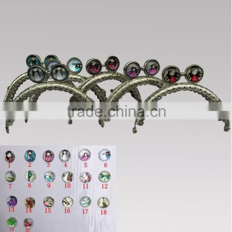 8.5CM round girl kiss lock coin frame DIY scew in coin purse frame