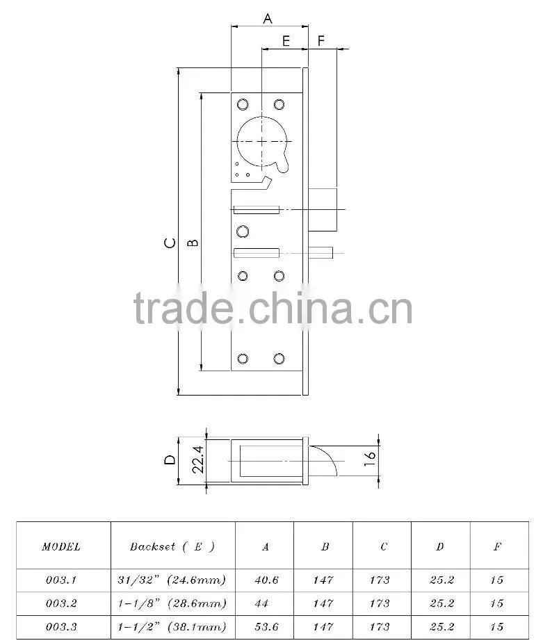 American Style Mortice Latchbolt Lock