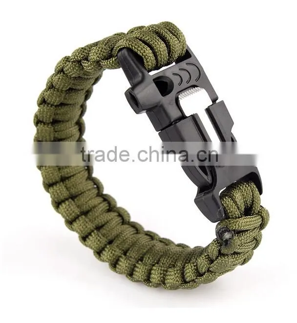 Bracelet Paracord Whistle Gear Flint Fire Starter Kits Outdoor