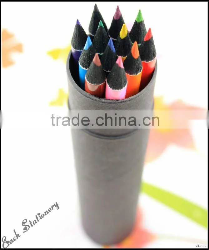 hot sales7inch HB Black Tube natural Color black wooden color Pencil With Sharpener Case