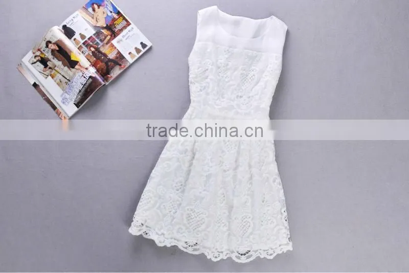 Hot Selling classical Sleeveless Ladies Lace Summer Dress