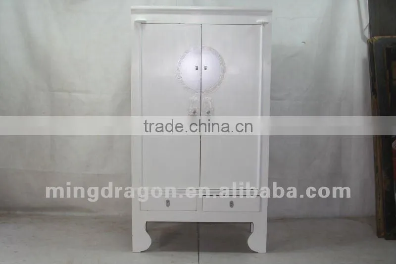 Chinese antique furniture Shanxi pine wood white two drawer two door cabinet