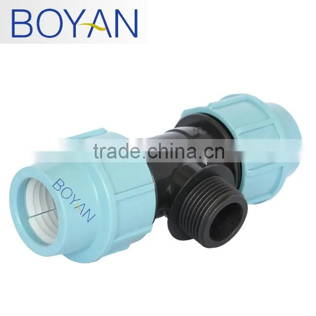 BOYAN PP compression pipe fittings for irrigation quick male tee