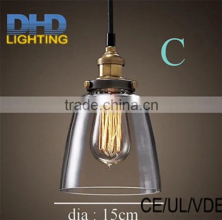 Light bulb pendant light copper glass restaurant pendant light single pendant light vintage retractable wall lamp american style