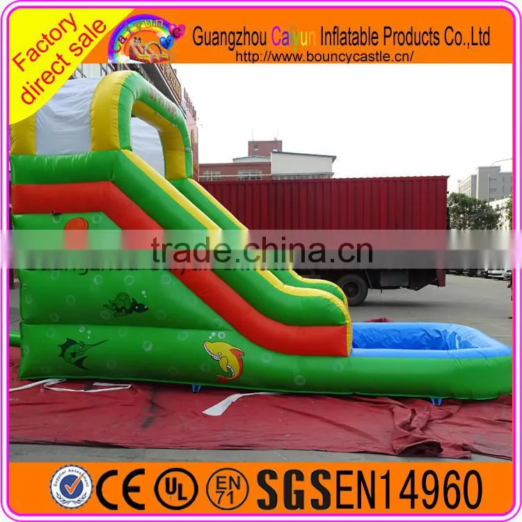 Rainbow colorful high quality inflatable slide with pool for sale