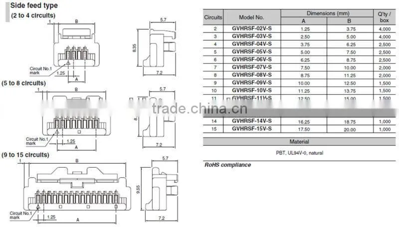 2.54mm (.100") Pitch PCB and Wire connectors