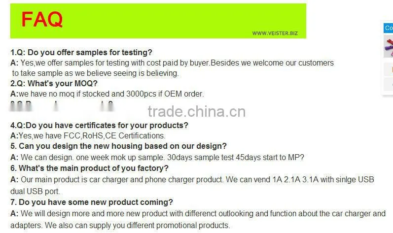 single port USB 5v2.1A Travel charger Wholesale Customized