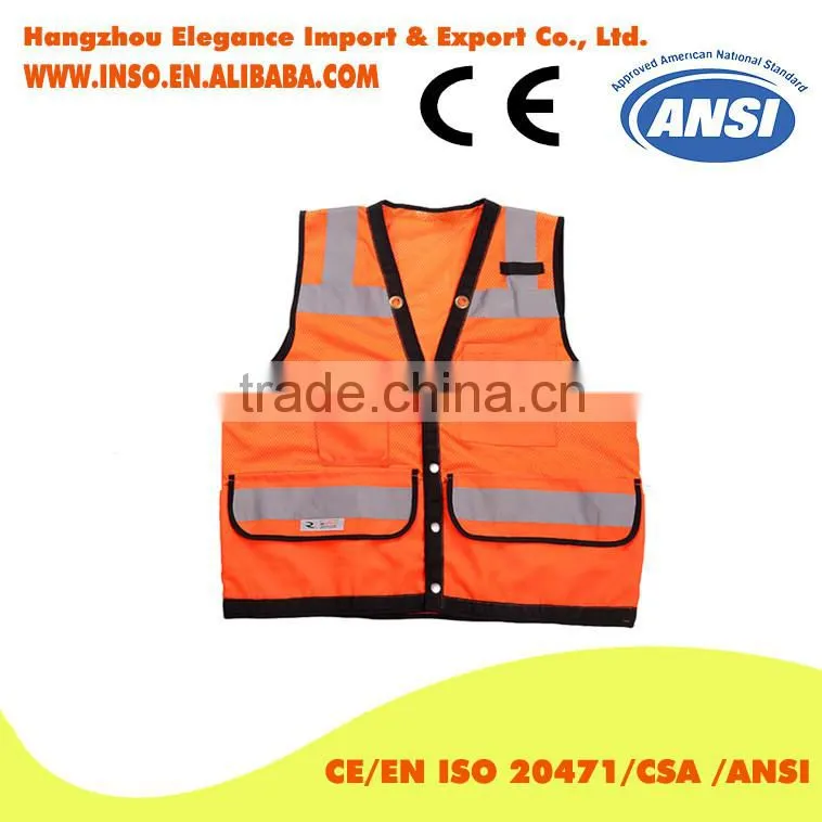 Orange Color Mesh FABRIC high Quality Metal Button Closure Vest