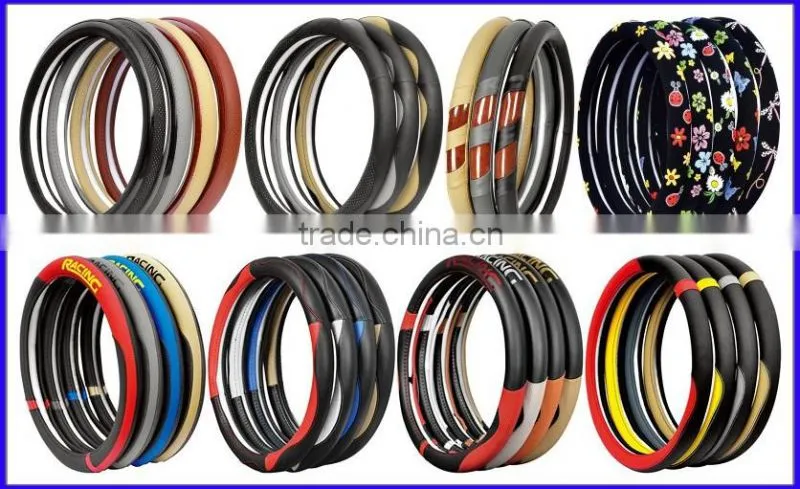 New design high quality PU leather racing car steering wheel cover