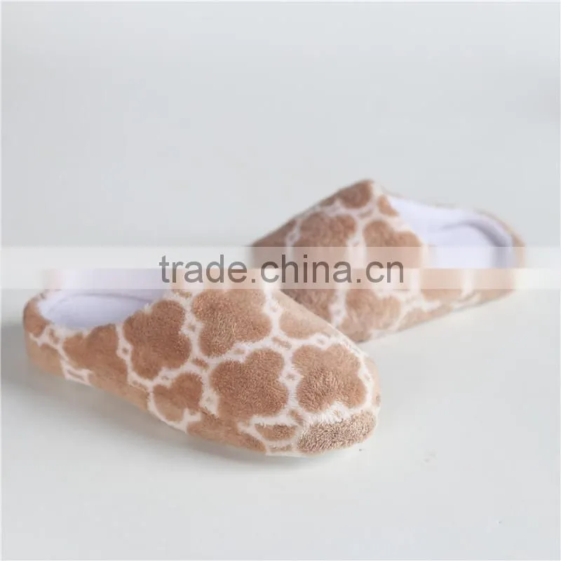 lady jacquard weave coral fleece indoor slipper