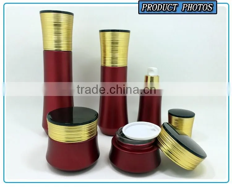 High quanlity red colored cosmetic glass bottles and cosmetic glass jars