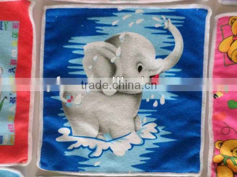 100% polyester microfiber warp knitting knitted thermal transfer printed square wash cloth with cartoon design