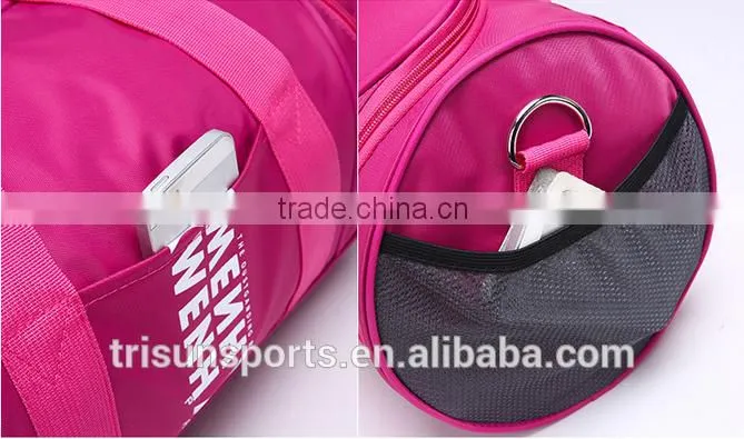 2015 latest handled women polyester colorful gym bag from china