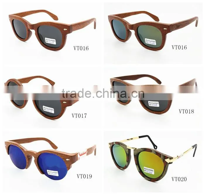 2016 metal combination UV400 mirror lens european designer bamboo wooden polarized sunglasses FDA CE
