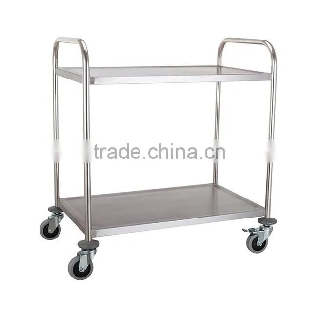 Commercial 2 tier stainless steel heavy duty Catering trolley on wheels