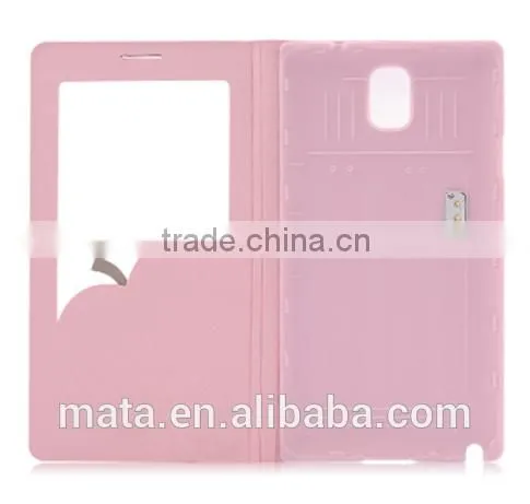 View Window Flip Leather Case With PC Cover For Samsung