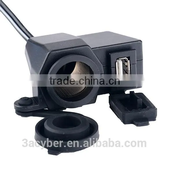 New 2.1A Waterproof Motorcycle Car Charger USB Cigarette Lighter Power Adapter