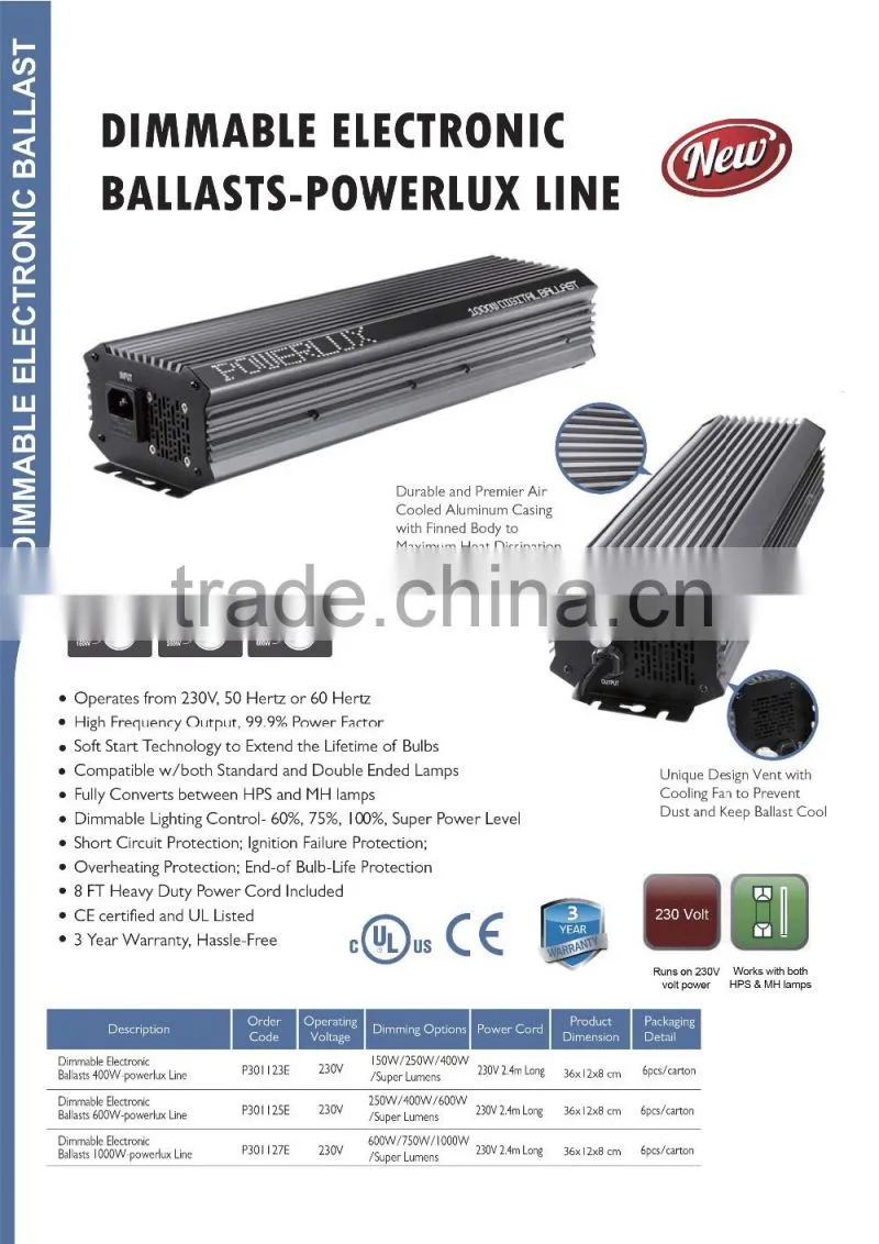 China Top 3 Manufacturer Electronic Ballast/grow lights 1000w for wholesales