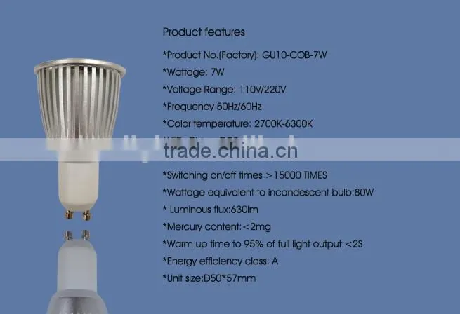 7w 9w China manufactory gu10 12v led spot bulb
