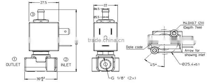 KL-F3 24V electric water solenoid valve, 2/3 way NC,