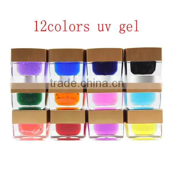 Hot sale 12colors nail solid gel uv gel set pure color nail art set
