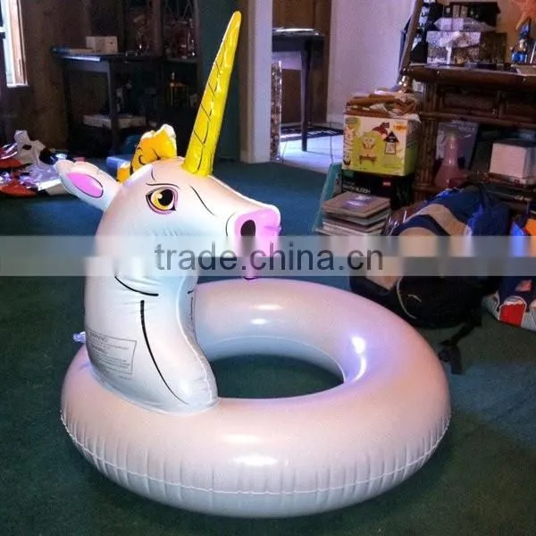 wholesale cute rainbow color unicorn swim ring float