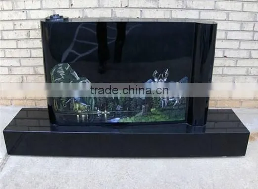 Good Quality Competitive Price Shanxi Black Granite Bible Shaped Upright Headstone