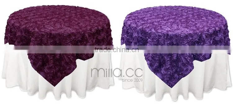 Rosette Satin Tablecloth Rose Wedding Cake Table Overlay