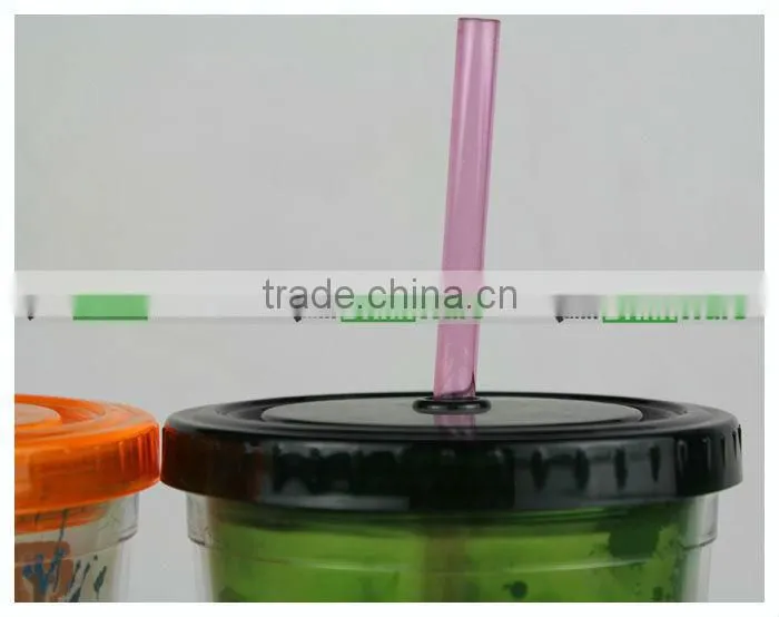 Double Walled Cold Drinking Cup with Straw