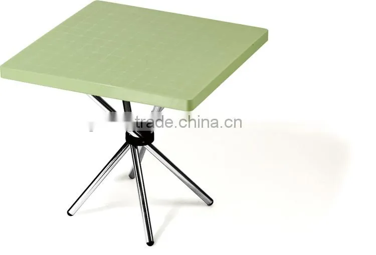 simple design plastic square table with stainless steel legs