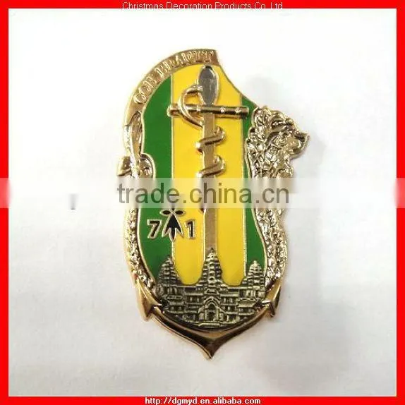 Top quantity metal badge with safety pin for sport items (KMS-2047)