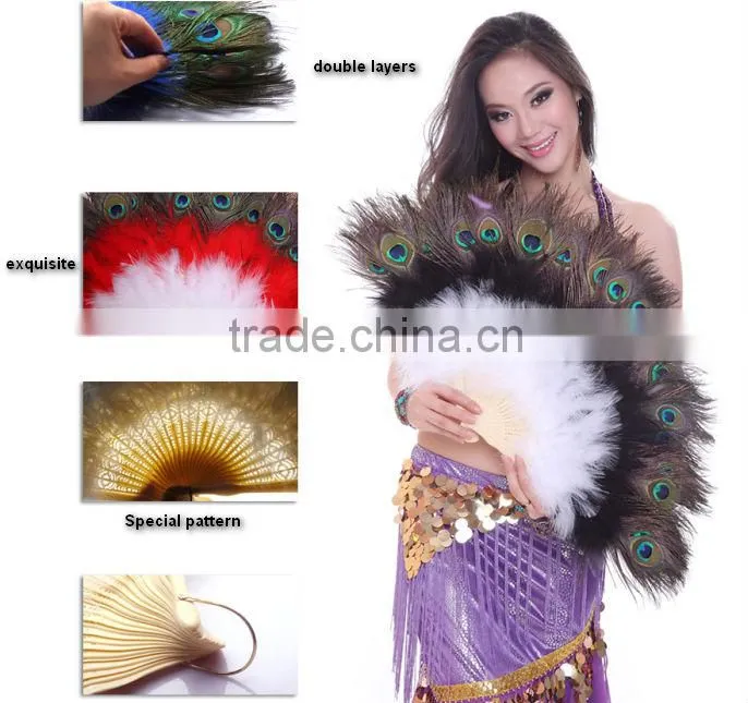 Nice Belly Dance Ostrich Feather Fan , Feather Fans for Dance