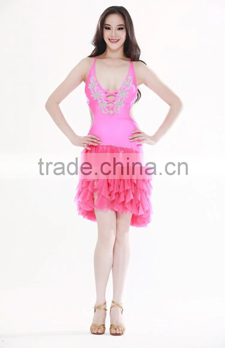 Hot Latin Belly Dance Costumes,Sexy Black Tribal Belly Dance Wear,Belly Dancing Performance Dress for Latin Dance(QC2096)
