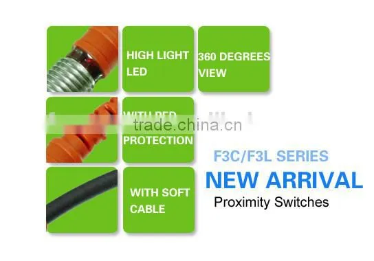 F3C Series M12 Inductive Sensors, Cylinder Shape Inductance Sensor, PNP/NPN, Flush/Non-flush