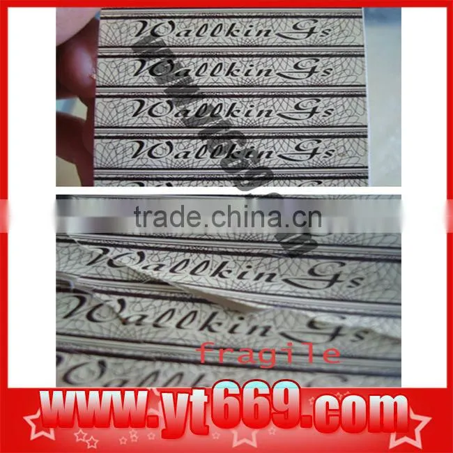 Anti-fake paper tamper evident security fragile sticker